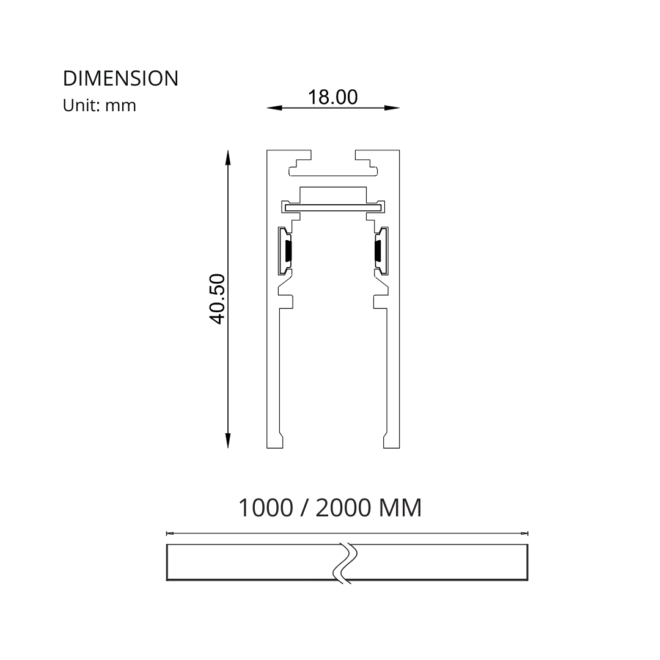 LIFELED LED Magnetic Track Light - Slim Series DEEPMINI-SUR04-1M, 48VDC, 100/200mm, IP20 sealing, Aluminum, Sandy Black