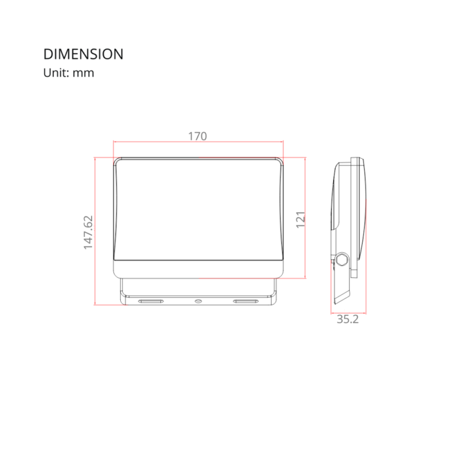 LIFELED 30W Comfort Series flood light, 120° beam angle, 2800 lumens, 3000K-6000K color temperature