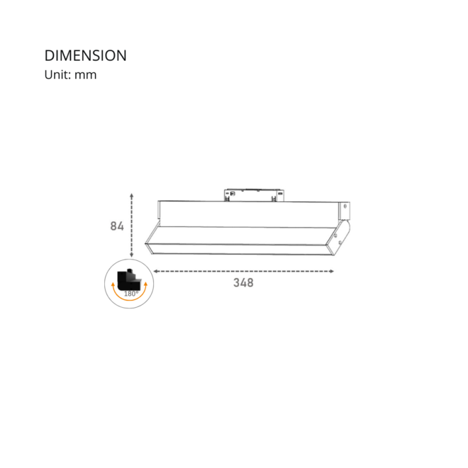 LIFELED LED Magnetic Track Light, Classic Series: 12W Bridgelux chip, 510±5%lm, DC48V, 3000K color temperature