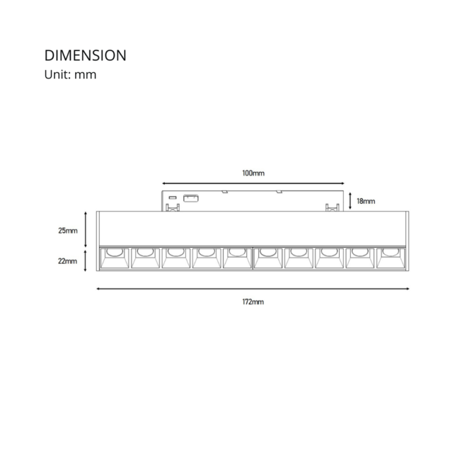 LIFELED LED Magnetic Track Light, Classic Series: 10W Bridgelux chip, 825±5%lm, DC48V, 3000K color temperature