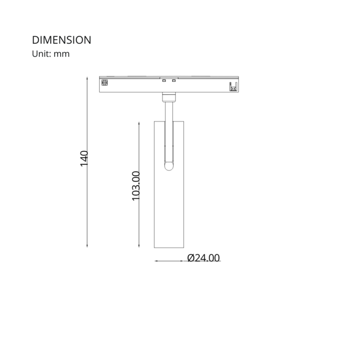 LIFELED LED Magnetic Track Light, Slim Series - MINI-MAG-CHROME: 5W power, 360lm luminous output, 3000K color temperature, and powered by CREE LED chip. Designed for DC48V systems