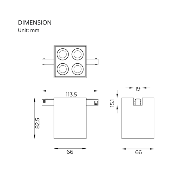 LIFELED LED Magnetic Track Light - Slim Series MINI-SUR-01-8W-BB, 48VDC, 100/200mm, IP20 sealing, Aluminum, Sandy Black/White