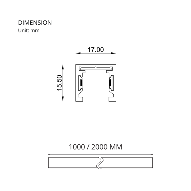 LIFELED LED Magnetic Track Light - Slim Series MINI-SURO1-1M, 8W, 755lm at 3000K, OSRAM chip