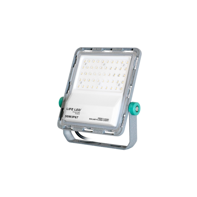 LIFELED LED Solar Flood Light SF02-50W-WW CW, 50W, CRI 75, 90° beam angle, 650 lumens, 3000K/6000K CCT