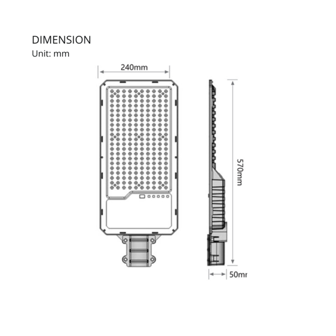 LIFELED LED Solar Street Light SSL01-200W-WW CW, 200W, CRI 75, 90° beam angle, 2400 lumens, 3000K/6000K CCT.