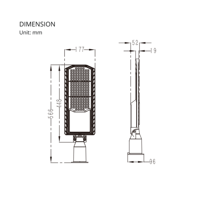 LIFELED Street Light 100W, PHILIPS chip, 70° x 140° beam angle, 13000 lumens, 3000K color temperature