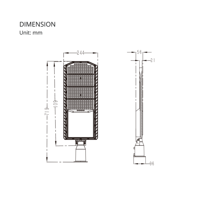 LIFELED Street Light 200W, PHILIPS chip, 70° x 140° beam angle, 26000 lumens, 3000K color temperature