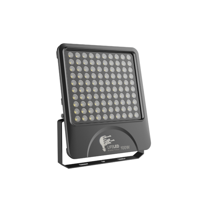 LIFELED Zone Series 100W flood light, BRIDGELUX chip, 45° beam angle, 10000 lumens, 3000K color temperature