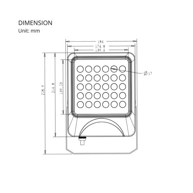 LIFELED Zone Series 30W flood light, BRIDGELUX chip, 45° beam angle, 3000 lumens, 3000K color temperature