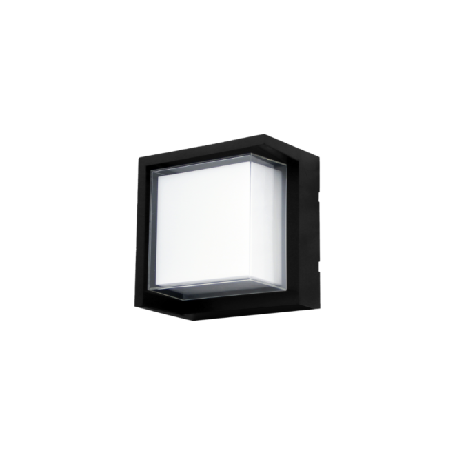 OD-856-S-BK-3K LED exterior wall light with a power consumption of 15W, producing a luminous flux of 1500LM. It has a color temperature of 3000K and a CRI of >=80, operating on AC 180-250V