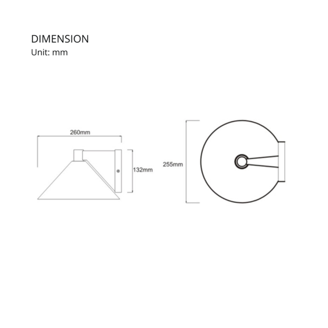 LED exterior wall light UMB-10W-BK, 10W, 645LM, CRI >80, CCT 3000K, voltage 200-240V