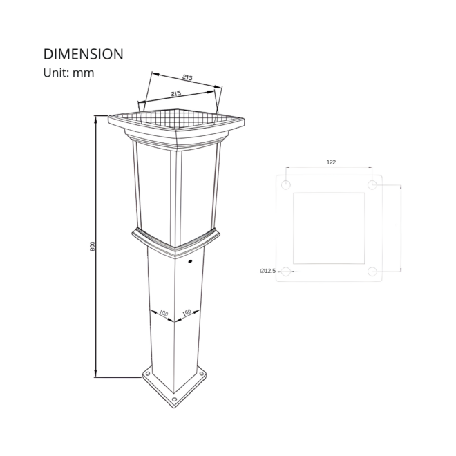 LIFELED LED Solar Garden Light GA-SOLAR-800, 9V/4.5W solar panel, 3W LED, 120° beam angle, 360 lumens, 3000K CCT