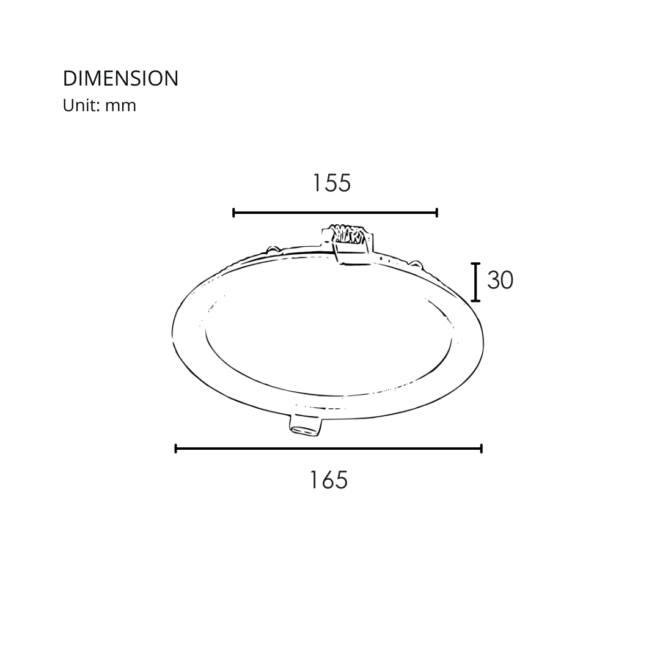 LIFELED HT Series 12W recessed downlight, 1200 lumens, CRI >80, CCT 3000K/4000K/6500K, AC85-265V