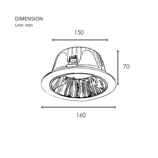 LIFELED Pro Series 20W recessed downlight, 2000 lumens, CRI >80, CCT 3000K/4000K/6500K, AC85-265V