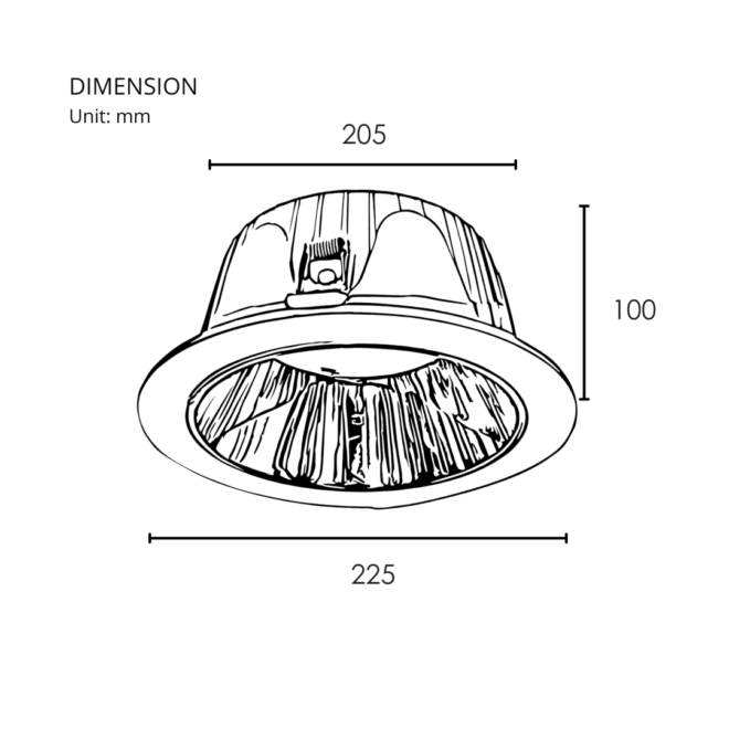 LIFELED Pro Series 40W recessed downlight, 4000 lumens, CRI >80, CCT 3000K/4000K/6500K, AC85-265V