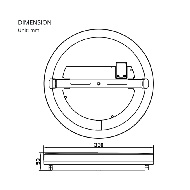 LIFE Series 50W surface-mounted downlight with 5500 lumens, CRI of 80 or higher, adjustable color temperature (3000K, 4000K, 6000K), and operating voltage of AC180-250V