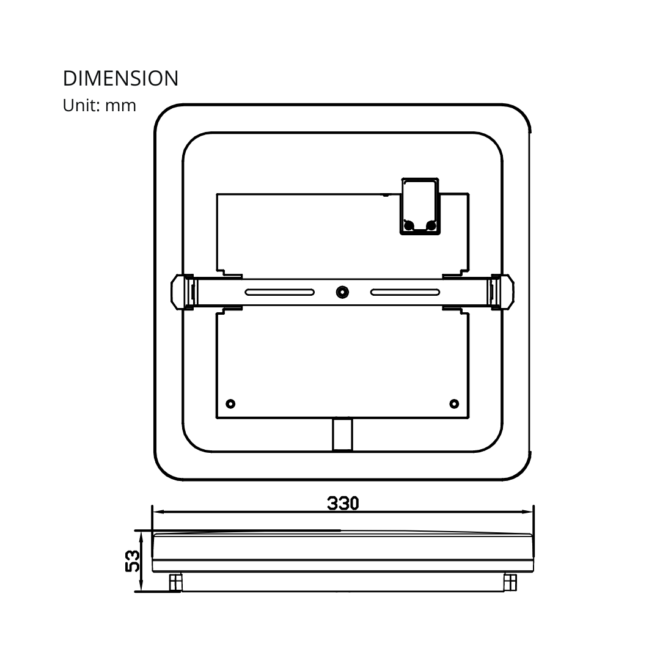 LIFE Series 50W surface-mounted downlight featuring 5500 lumens, a CRI of 80 or higher, adjustable color temperatures of 3000K, 4000K, and 6000K, with an operating voltage of AC180-250V.