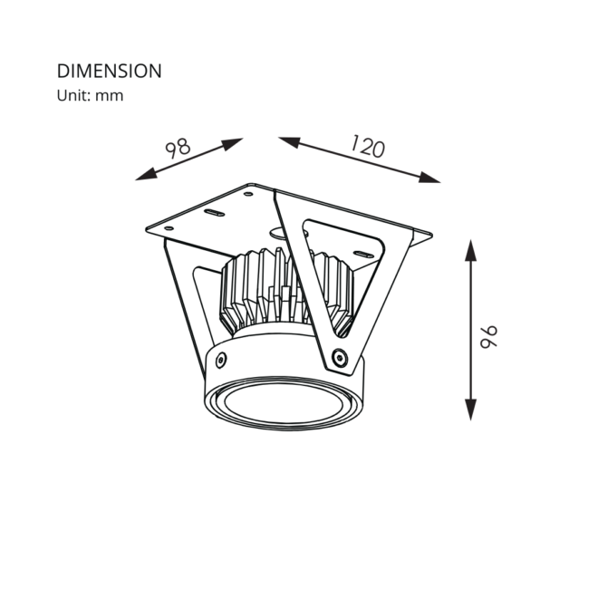 STYLE Series 10W recessed downlight with 700 lumens, CRI of 90, color temperature of 3000K, and operating voltage of 175-265V