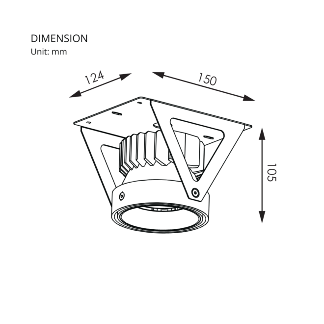 STYLE Series 27W recessed downlight with 2000 lumens, CRI of 90, color temperature of 3000K, and operating voltage of 175-265V