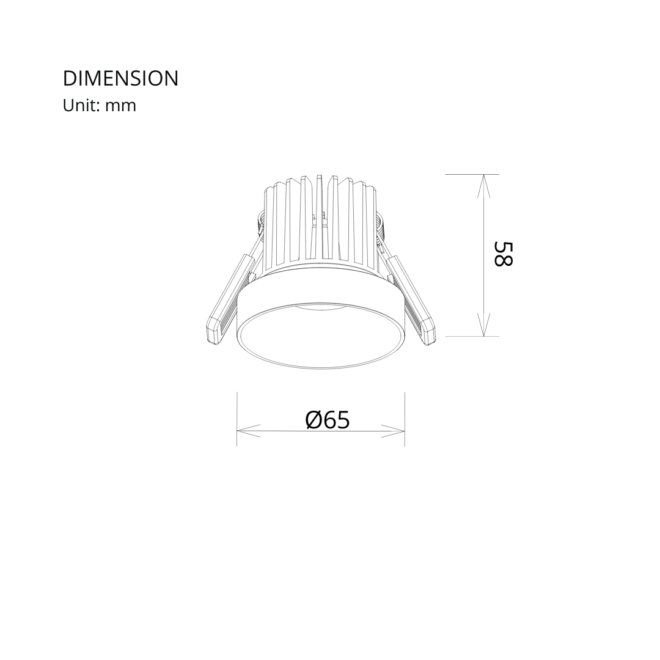 STYLE Series 6W recessed downlight with 400 lumens, CRI of 90, color temperature of 3000K, and operating voltage of 175-265V