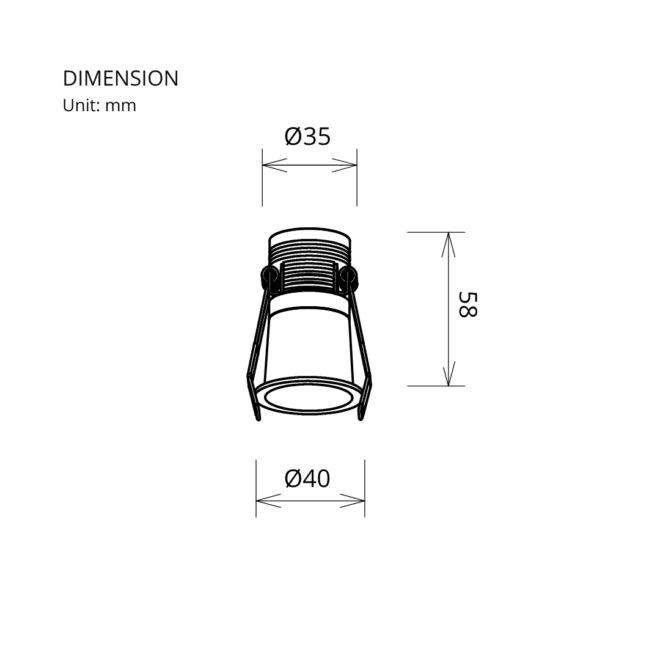 STYLE Series 5W recessed downlight with 300 lumens, CRI of 90, color temperature of 3000K, and operating voltage of 175-265V