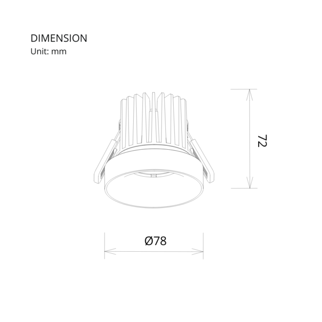 STYLE Series 10W recessed downlight featuring 730 lumens, CRI of 90, color temperature of 3000K, and operating voltage of 175-265V