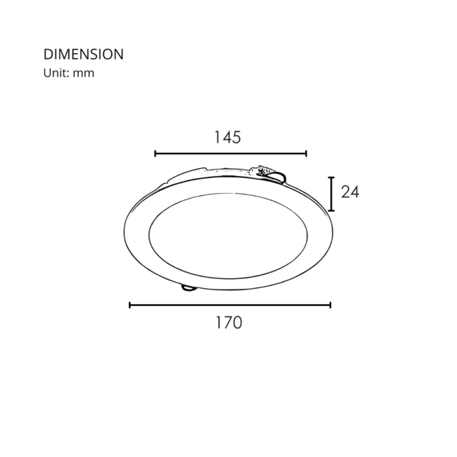 LIFELED Basic Series 15W recessed downlight, 1500 lumens, CRI >80, CCT 3000K/4000K/6500K, AC85-265V