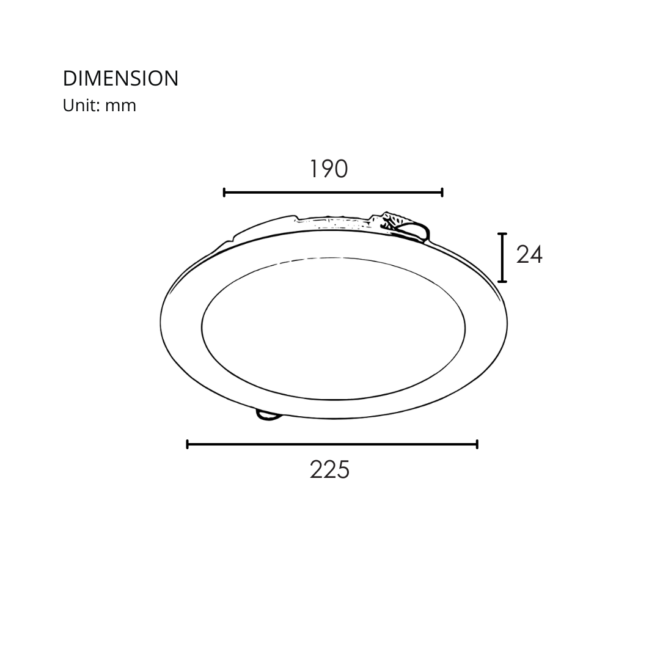 LIFELED Basic Series 30W recessed downlight, 3000 lumens, CRI >80, CCT 3000K/4000K/6500K, AC85-265V