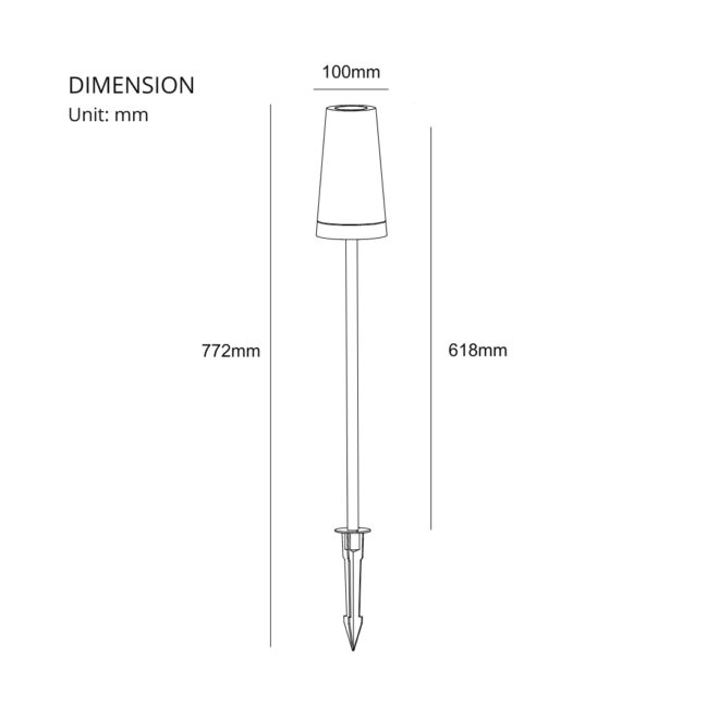 LIFELED LED Landscape Light, GR-CONE-60: 20W max, aluminum, black, 110-220V; bulb not included