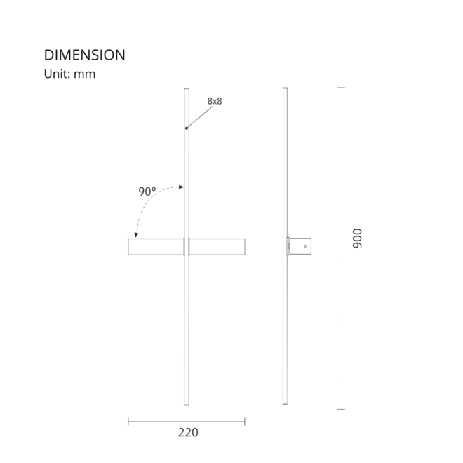 LIFELED LED Interior Wall Light, WL-FLEX-10W: 10W wall light with 370lm luminous flux, 80 CRI, black color, AC 220-240V