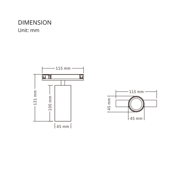 LIFELED LED Magnetic Track Light, AURUM Series, 10W: 24° beam angle, >90 CRI, 770lm/W luminous flux, and 3000K color temperature for bright, warm lighting