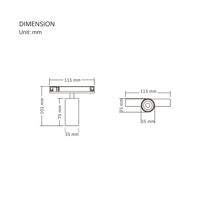 LIFELED LED Magnetic Track Light, AURUM Series, 6W: 24° beam angle, >90 CRI, 420lm/W luminous flux, and 3000K color temperature for efficient, warm lighting