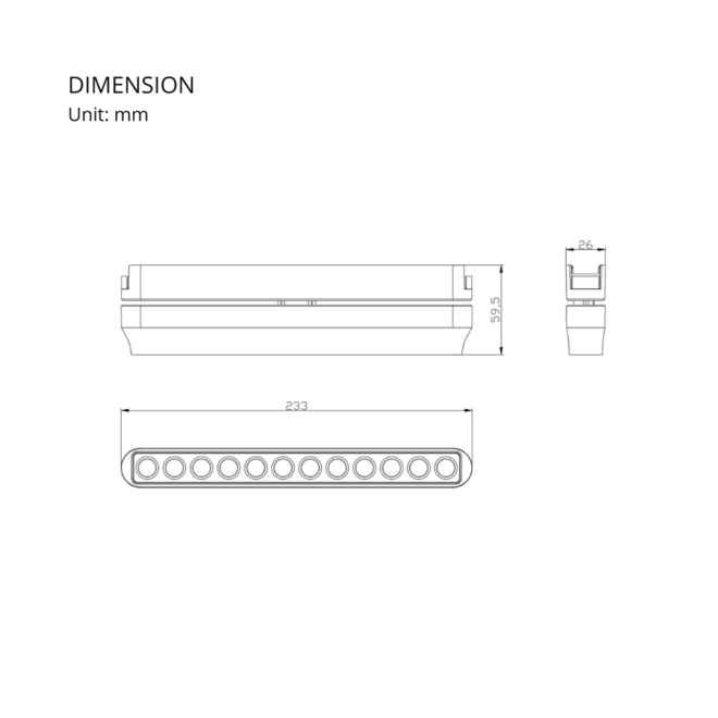 LIFELED LED Magnetic Track Light, Milana: 6W COB LED, CRI >90, providing a luminous flux of 267lm/W, with a color temperature of 3000K