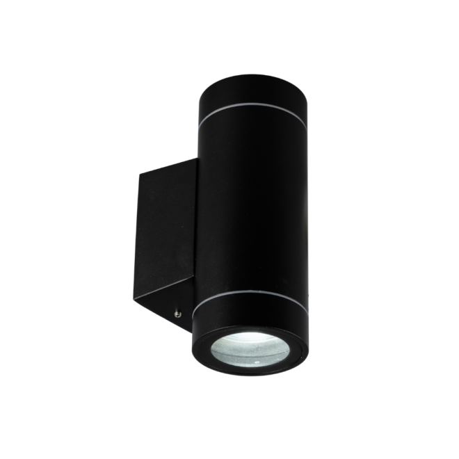 OD-857 LED exterior wall light with a maximum wattage of 20W. Designed with a GU10 bulb type and a rectangular base, available in white and black colors. Bulb not included