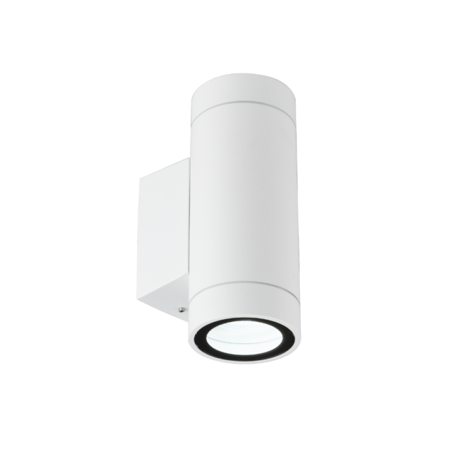 OD-857 LED exterior wall light with a maximum wattage of 20W. Designed with a GU10 bulb type and a rectangular base, available in white and black colors. Bulb not included