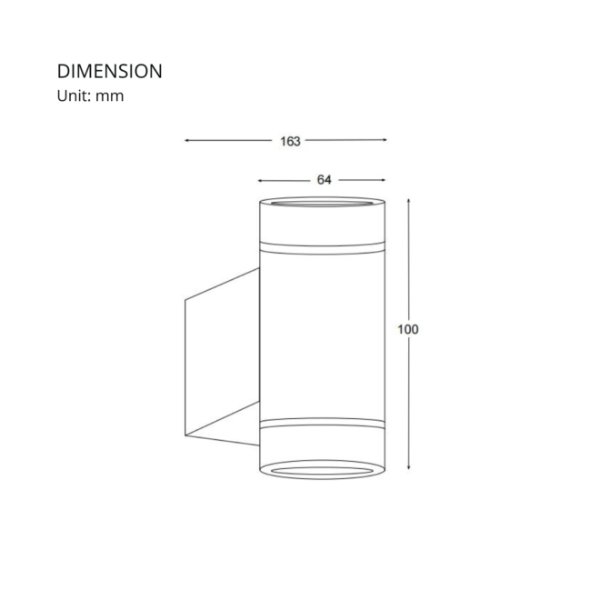 OD-857 LED exterior wall light with a maximum wattage of 20W. Designed with a GU10 bulb type and a rectangular base, available in white and black colors. Bulb not included