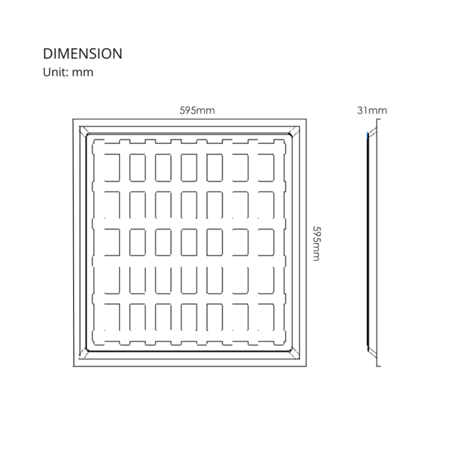 LIFELED Panel Series 25W recessed downlight, 120° beam angle, SMD 2835 chip, 4625 lumens, 3000K/4000K/6000K color