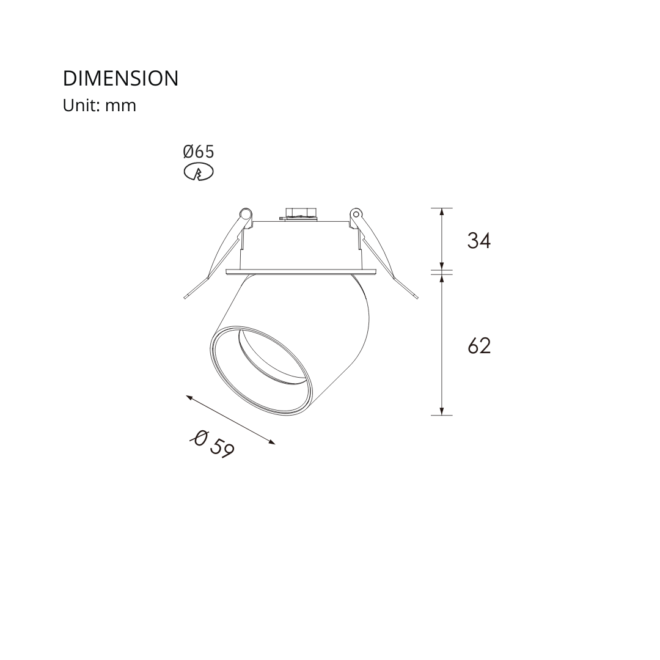 STYLE Series 10W recessed downlight with a 36° beam angle, featuring COB Cree LED chip, 750 lumens, and color temperature of 3000K