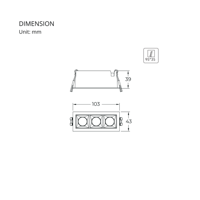 LIFELED Pixel Series 6W recessed downlight, 120° beam angle, SMD Bridgelux chip, 600 lumens, 3000K color