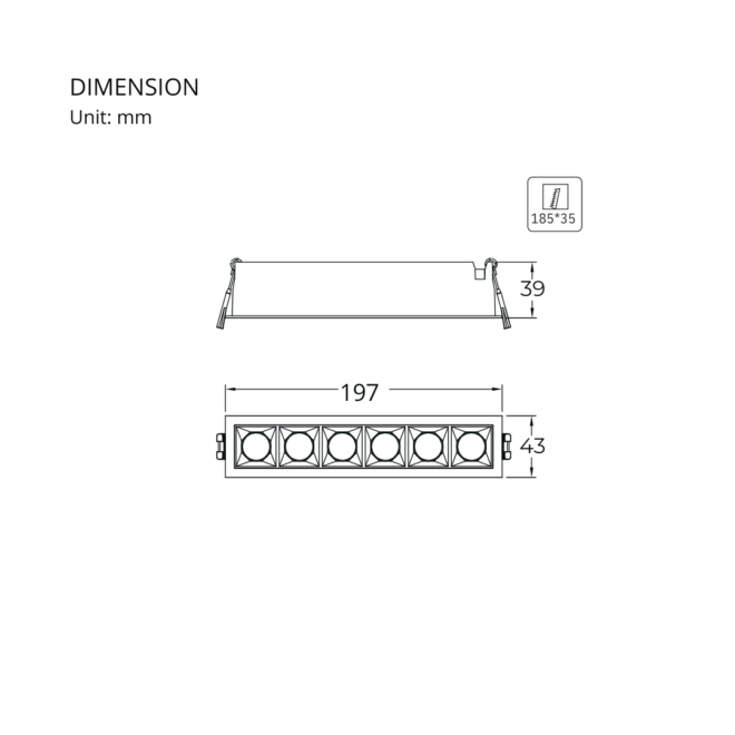 LIFELED Pixel Series 12W recessed downlight, 36° beam angle, SMD Bridgelux chip, 1200 lumens, 3000K color